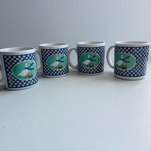 Vintage Blue Ribbon Goose Cottage/Farm House Coffee Mugs 11oz Set of 4 - Picture 6 of 8